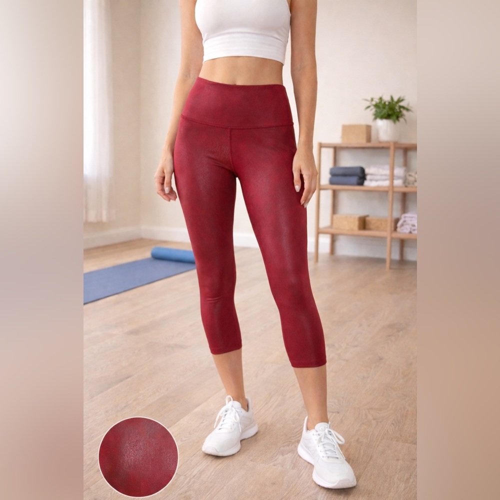 90 Degree by Reflex Women’s Faux Leather Look Crop Leggings Size XS